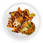 Donner Meat, Chips & Cheese Loaded Fries 